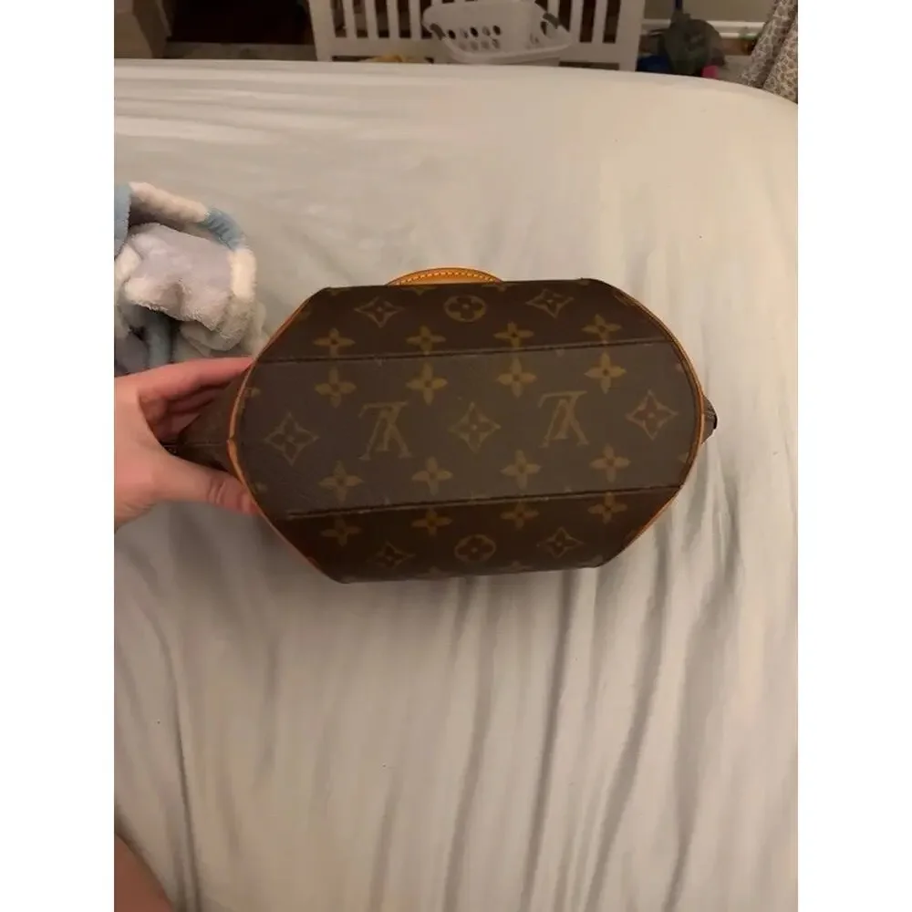 Louis Vuitton Monogram Coated Top Handle Satchel Brown Tan Zip Gold Hardware